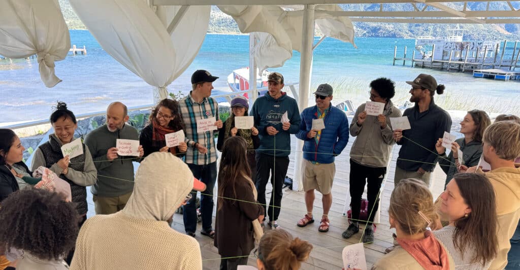 group workshop activity with string